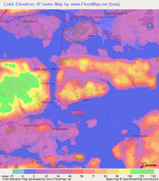 Cobh,Ireland Elevation Map