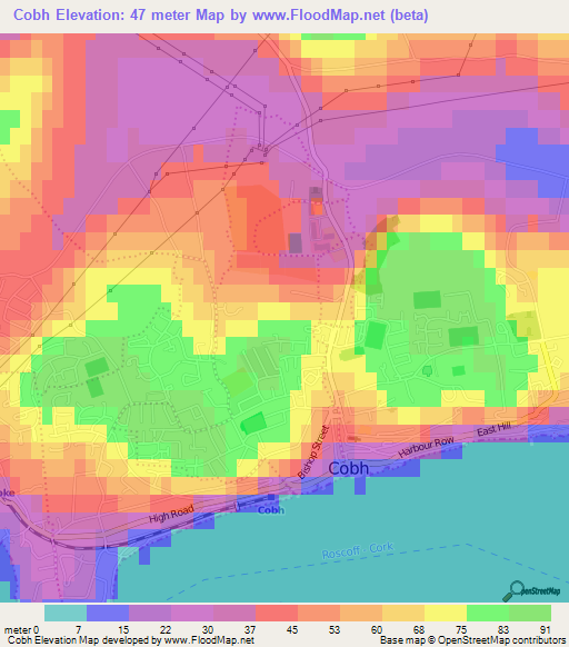 Cobh,Ireland Elevation Map