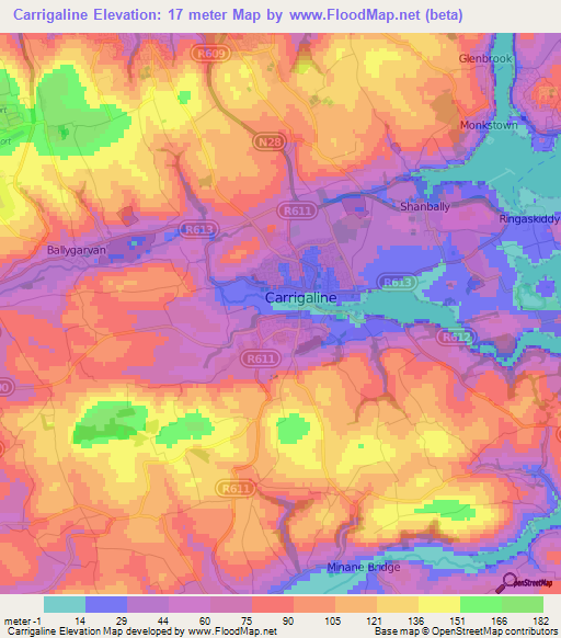 Elevation of Carrigaline,Ireland Elevation Map, Topography, Contour