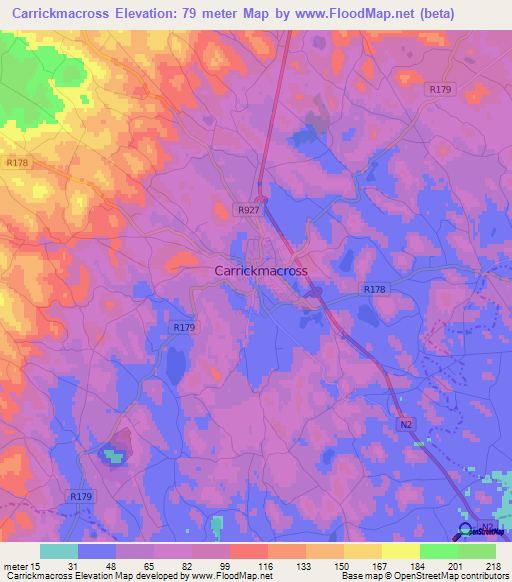 Carrickmacross,Ireland Elevation Map