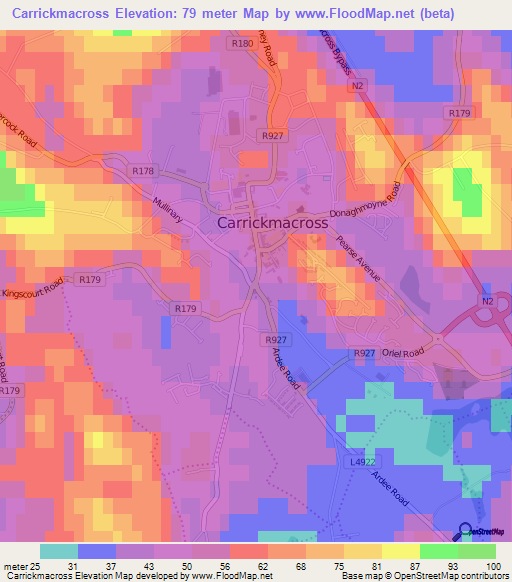 Carrickmacross,Ireland Elevation Map