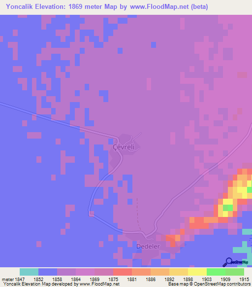 Yoncalik,Turkey Elevation Map