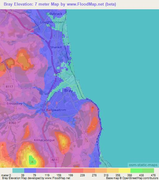 Bray,Ireland Elevation Map