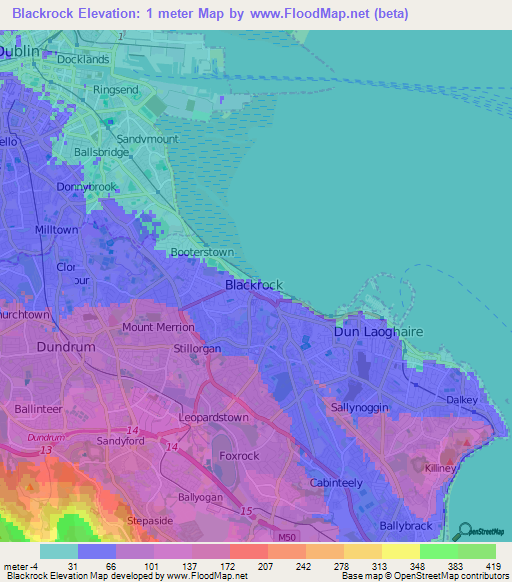 Blackrock,Ireland Elevation Map