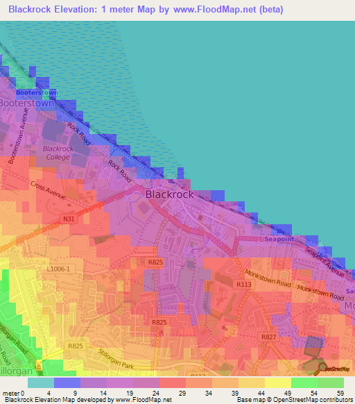 Blackrock,Ireland Elevation Map