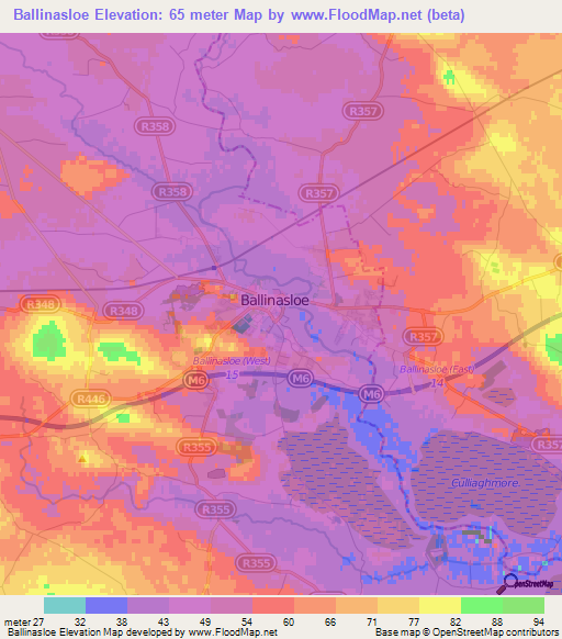 Ballinasloe,Ireland Elevation Map