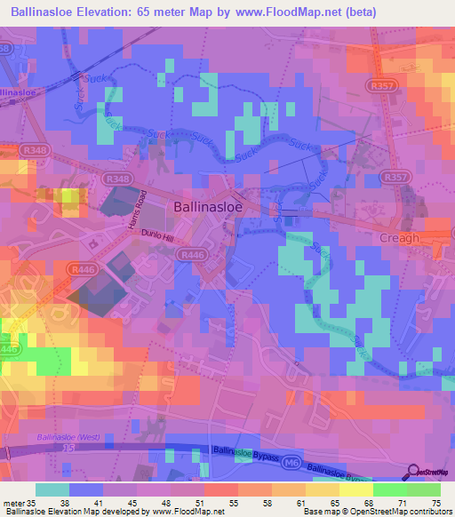 Ballinasloe,Ireland Elevation Map