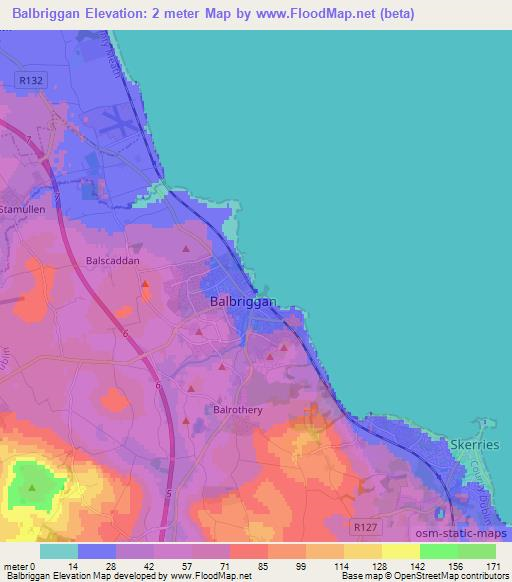 Balbriggan,Ireland Elevation Map