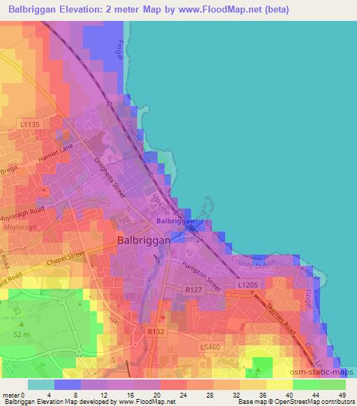 Balbriggan,Ireland Elevation Map