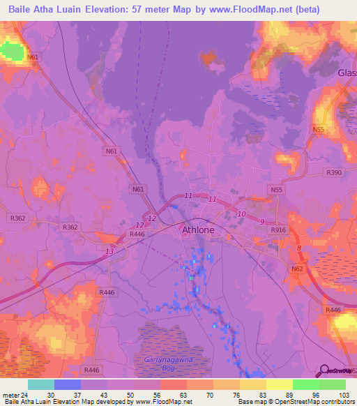 Baile Atha Luain,Ireland Elevation Map
