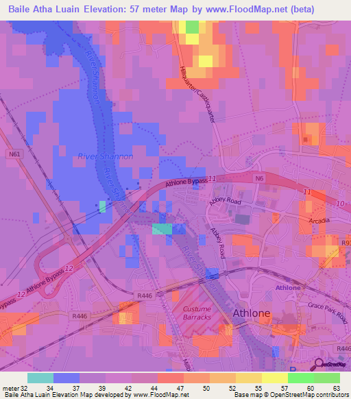Baile Atha Luain,Ireland Elevation Map