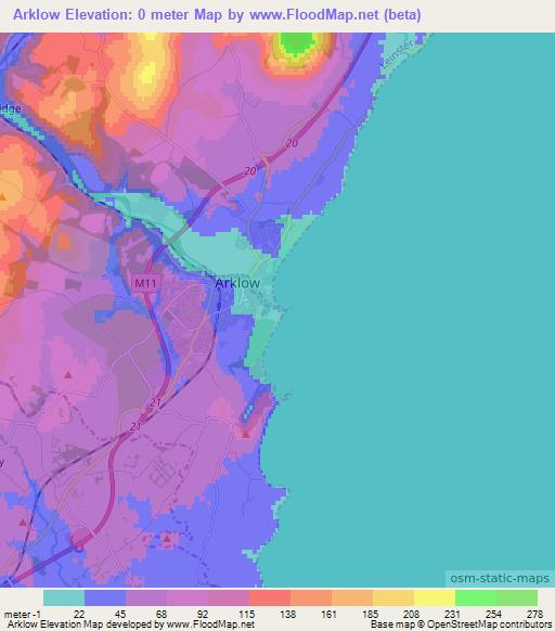 Arklow,Ireland Elevation Map