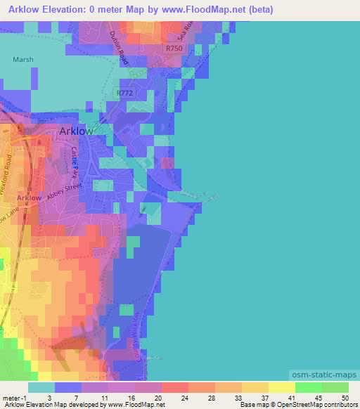 Arklow,Ireland Elevation Map