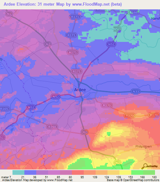 Ardee,Ireland Elevation Map