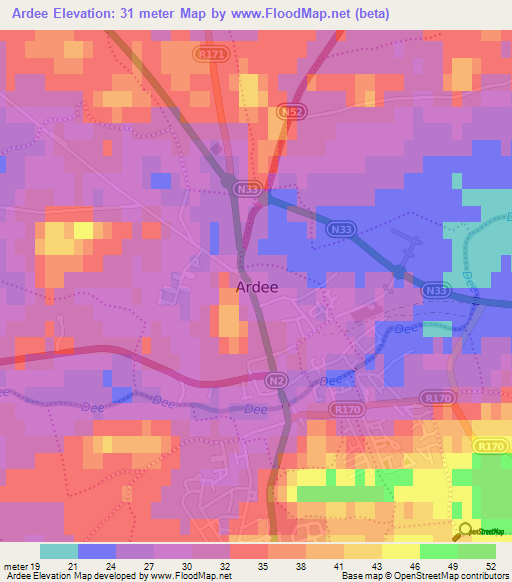 Ardee,Ireland Elevation Map