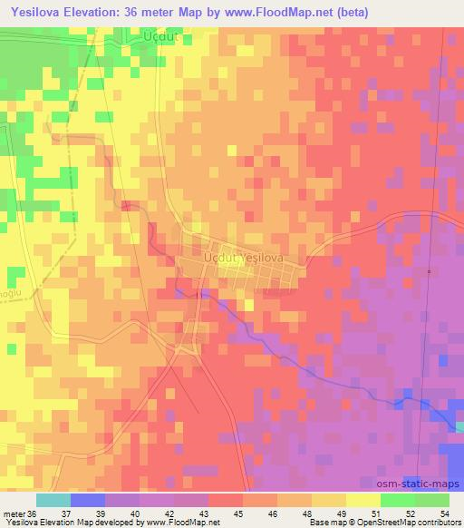 Yesilova,Turkey Elevation Map