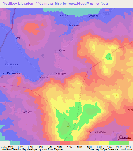 Yesilkoy,Turkey Elevation Map