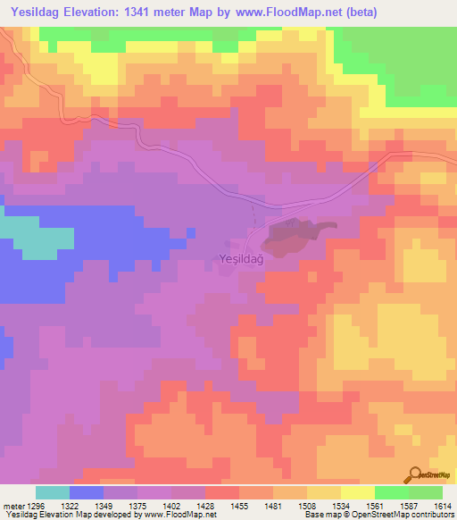 Yesildag,Turkey Elevation Map