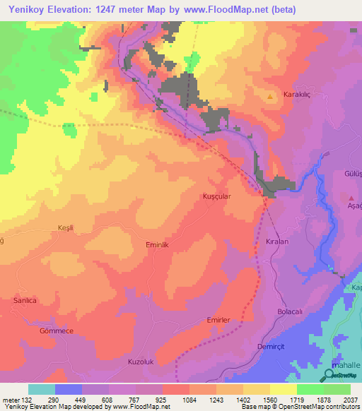 Yenikoy,Turkey Elevation Map