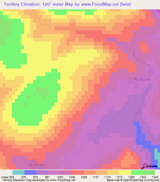 Yenikoy,Turkey Elevation Map