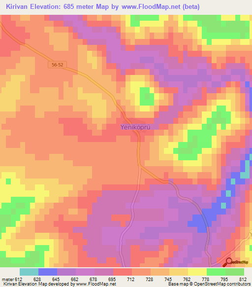 Kirivan,Turkey Elevation Map