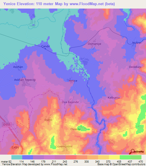 Yenice,Turkey Elevation Map