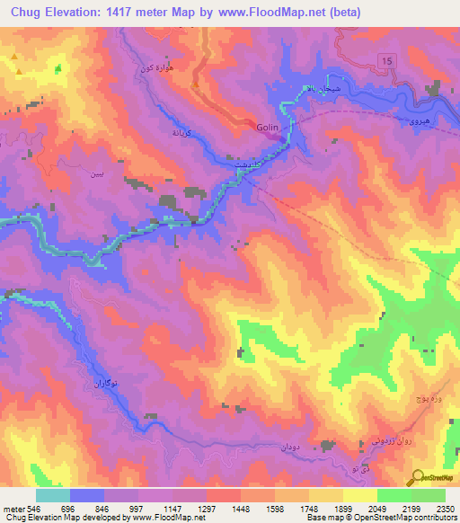 Chug,Iran Elevation Map