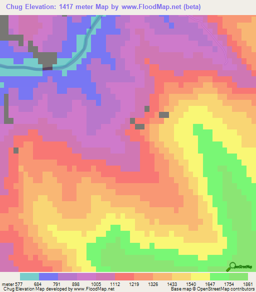 Chug,Iran Elevation Map