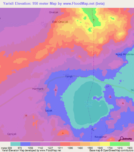 Yarisli,Turkey Elevation Map