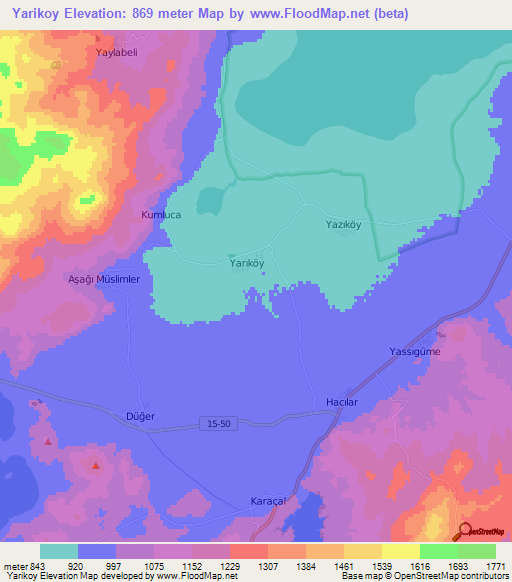 Yarikoy,Turkey Elevation Map