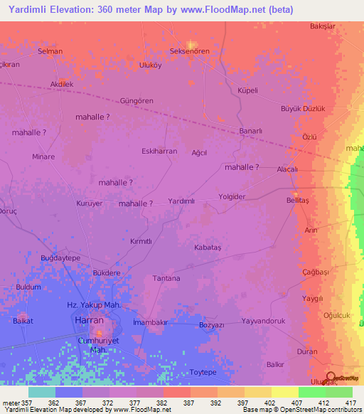 Yardimli,Turkey Elevation Map