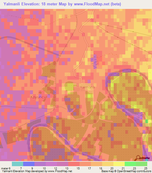 Yalmanli,Turkey Elevation Map