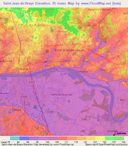 Elevation of SaintJeandeBraye,France Elevation Map, Topography, Contour