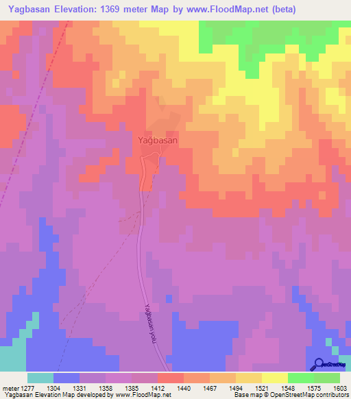 Yagbasan,Turkey Elevation Map