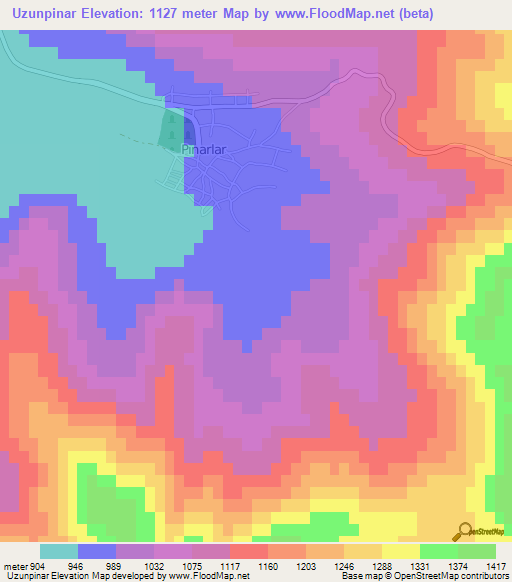 Uzunpinar,Turkey Elevation Map