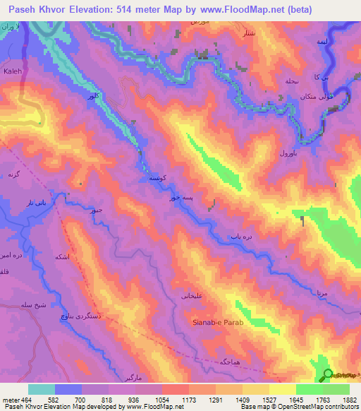 Paseh Khvor,Iran Elevation Map