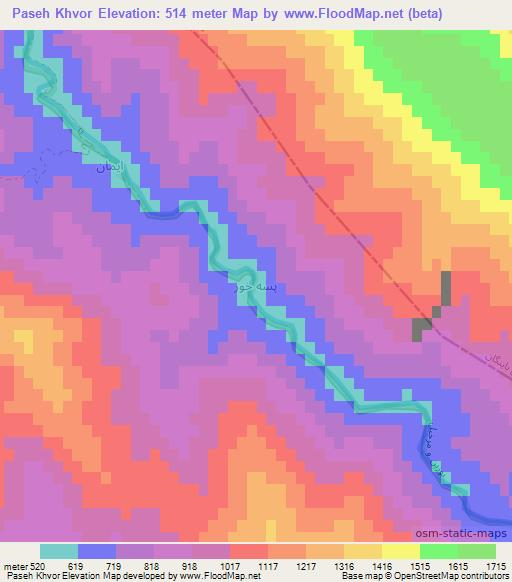 Paseh Khvor,Iran Elevation Map