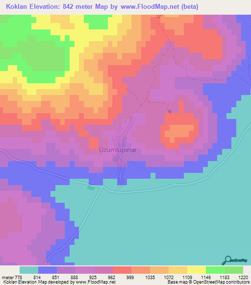 Koklan,Turkey Elevation Map