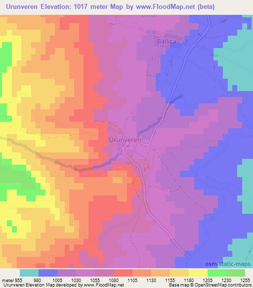 Urunveren,Turkey Elevation Map