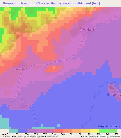 Urumoglu,Turkey Elevation Map