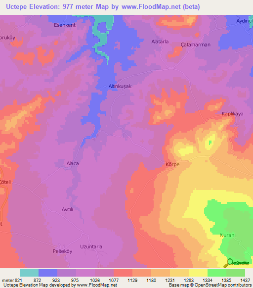 Uctepe,Turkey Elevation Map