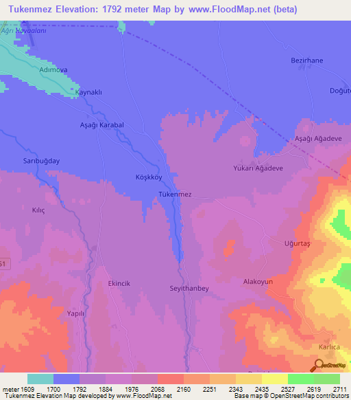 Tukenmez,Turkey Elevation Map