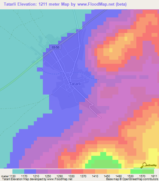 Tatarli,Turkey Elevation Map