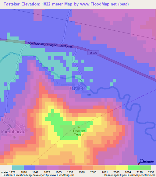 Tasteker,Turkey Elevation Map