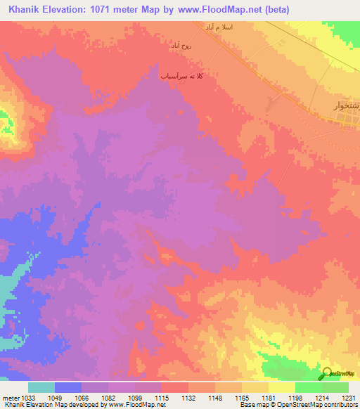 Khanik,Iran Elevation Map