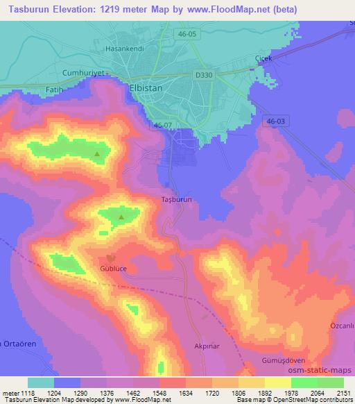 Tasburun,Turkey Elevation Map