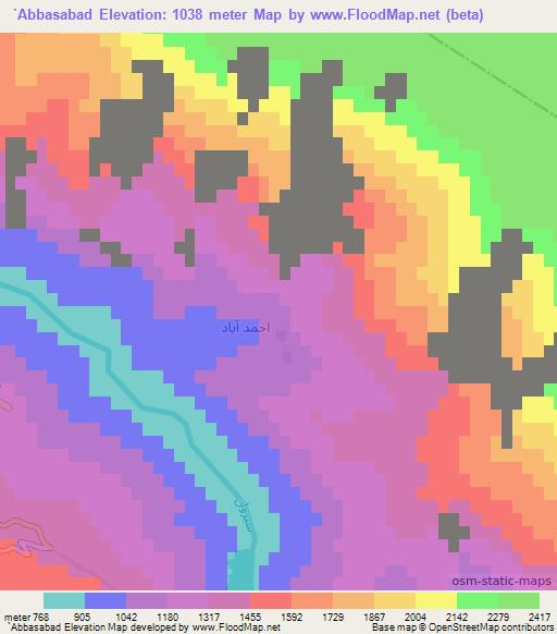 `Abbasabad,Iran Elevation Map