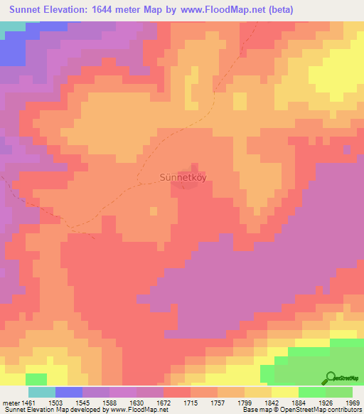 Sunnet,Turkey Elevation Map