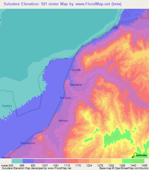 Suludere,Turkey Elevation Map