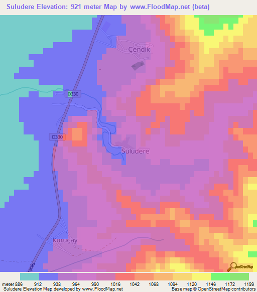 Suludere,Turkey Elevation Map